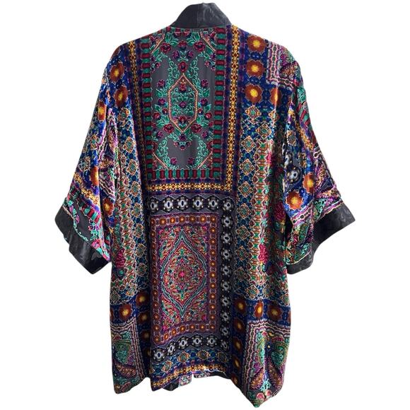 Johnny Was Maggi Short Kimono Sz S Burnt Velvet Beaded Reversible Boho $598 - Picture 3 of 11